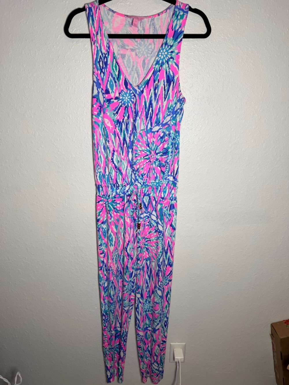 Lilly Pulitzer Pink & Blue Floral Print Jumpsuit